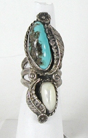 vintage sterling silver mother of pearl and Turquoise ring size 8 1/2