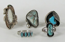 Lot of Five Sterling Silver Rings size 6 to 6 7/8