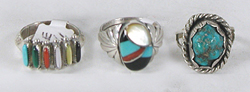 Lot of Five Sterling Silver Rings size 6 to 6 7/8