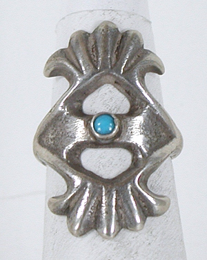 vintage cast sterling silver Turquoise Ring size 6 1/2