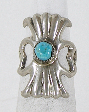 vintage cast sterling silver Turquoise Ring size 5 1/4