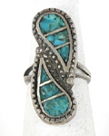 vintage sterling silver and Turquoise ring adjustable size 3 to 8 1/4