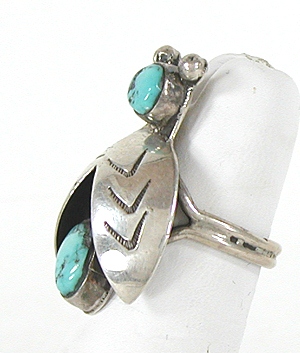 vintage sterling silver and turquoise Bug Ring size 6