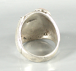 sterling silver Turquoise and Coral Eagle Ring size 10 1/4