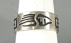 authentic Native American sterling silver overlay ring size 11  by Hopi artisan Cyrus Josytewa