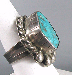 sterling silver Bird's Eye Turquoise Ring size 11 1/4