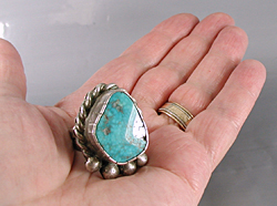 sterling silver Bird's Eye Turquoise Ring size 11 1/4
