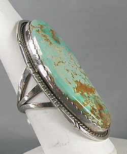 Authentic Native American sterling silver turquoise Ring size 10 1/4 by Navajo artisan Fannie Platero