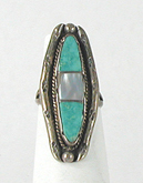 new old stock sterling silver Turquoise and mother of pearl Ring size 6