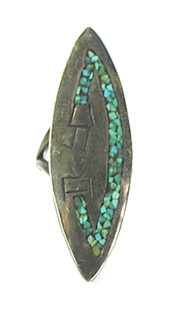 sterling silver Turquoise Chip Inlay Ring size 5 1/4