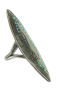 sterling silver Turquoise Chip Inlay Ring size 5 1/4