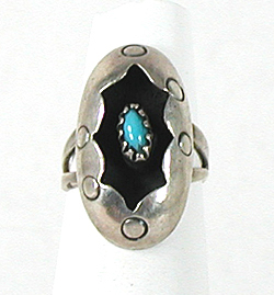 new old stock sterling silver Shadowbox Turquoise Ring size size 2 1/2