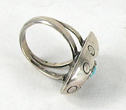 new old stock sterling silver Shadowbox Turquoise Ring size size 2 1/2