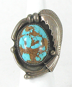 Authentic Native American vintage sterling silver and Turquoise Ring size 6 1/2 by Navajo artisan Dennis Smith