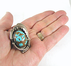 Authentic Native American vintage sterling silver and Turquoise Ring size 6 1/2 by Navajo artisan Dennis Smith