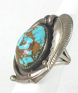 Authentic Native American vintage sterling silver and Turquoise Ring size 6 1/2 by Navajo artisan Dennis Smith