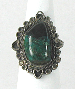 vintage new old stock sterling silver chrysocolla ring size 7