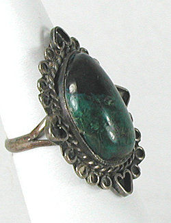 vintage new old stock sterling silver chrysocolla ring size 7