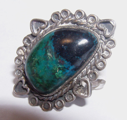 vintage new old stock sterling silver chrysocolla ring size 7