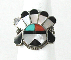 new old stock sterling silver Sunface Ring size 6 1/2