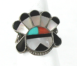 new old stock sterling silver Sunface Ring size 6 1/2