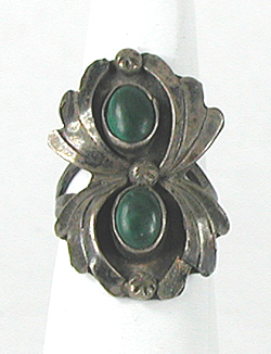 vintage new old stock sterling silver Malachite Ring size 6 1/4