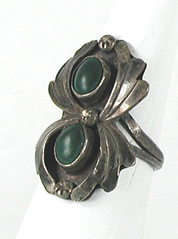 vintage new old stock sterling silver Malachite Ring size 6 1/4