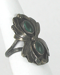 vintage new old stock sterling silver Malachite Ring size 6 1/4