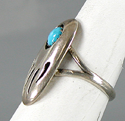 new old stock sterling silver shadowbox bear paw Turquoise  ring size 8 1/4