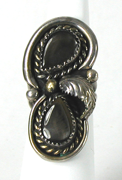 sterling silver Black Mother of Pearl Ring size 8