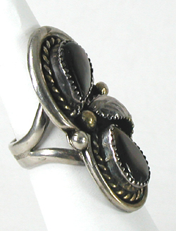 sterling silver Black Mother of Pearl Ring size 8