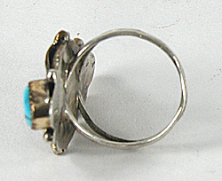 sterling silver Turquoise and Coral Ring size 8 1/4