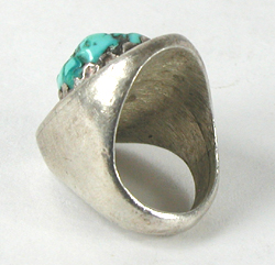 sterling silver Turquoise Ring with mother of pearl and coral size 8 3/4