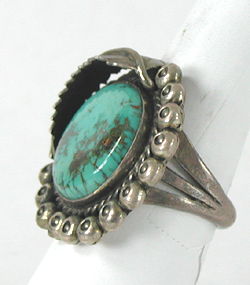 sterling silver Blue Gem Turquoise Ring size 9 1/2