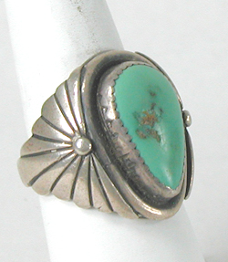 authentic Native American sterling silver Turquoise Ring size 10 by Navajo artisan Johnny Johnson