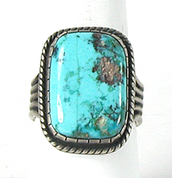 authentic Native American sterling silver Turquoise Ring size 10 1/2 by Navajo artisan Albert Jake