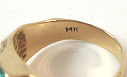 14K Gold Turquoise Ring size 11 1/2
