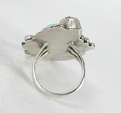 sterling silver Turquoise and Coral Ring size 7 1/2