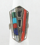 sterling silver Mulit-stone Inlay Ring size 6 1/2