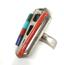 sterling silver Multi-stone Inlay Ring size 6 1/2