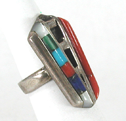 sterling silver Multi-stone Inlay Ring size 6 1/2