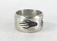 authentic Native American sterling silver Badger Paw Ring size 9 1/4 by Hopi silversmith Charlotte Andrews