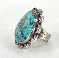 authentic Native American  turquoise Ring size 8 by Cochiti silversmith Jerry Quintana