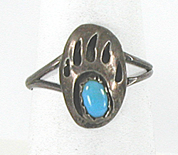 vintage sterling silver Turquoise bear paw baby ring size 4 1/2