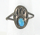 vintage sterling silver Turquoise bear paw baby ring size 4 1/2