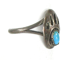 vintage sterling silver Turquoise bear paw baby ring size 4 1/2